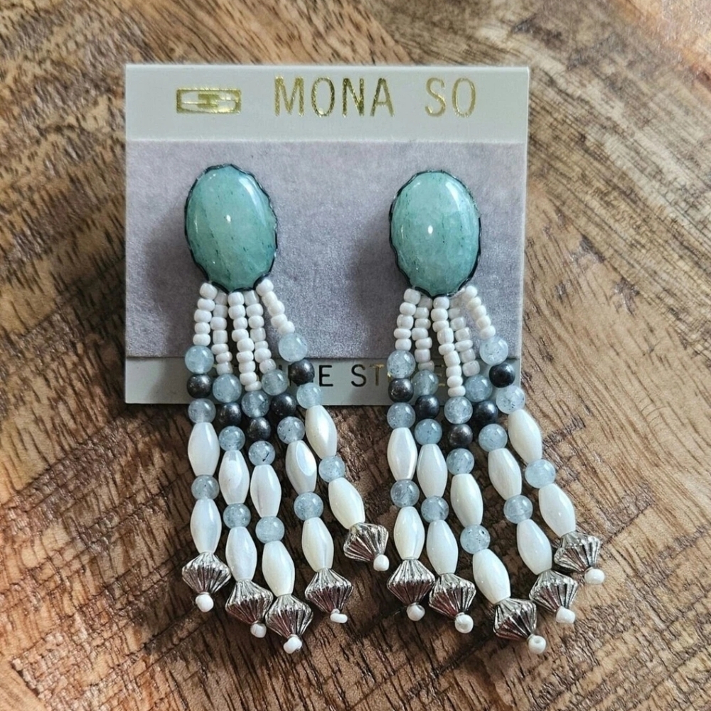 Vintage Earrings By Mona So, Vintage Beaded Earrings, Dangle Earrings
